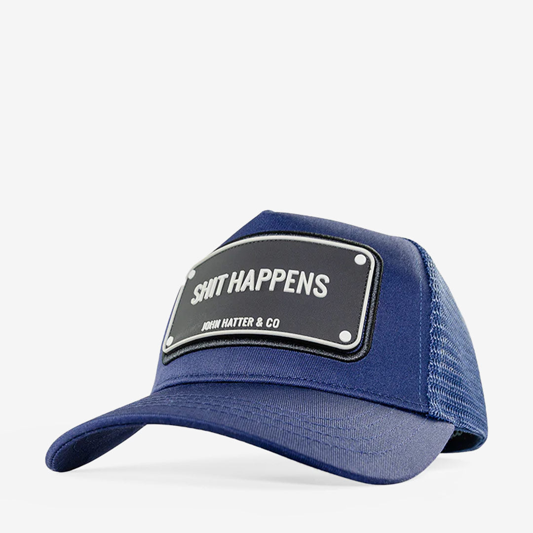 John Hatter Rubber Shit Happens keps Navy Blue med återvunnen gummilapp