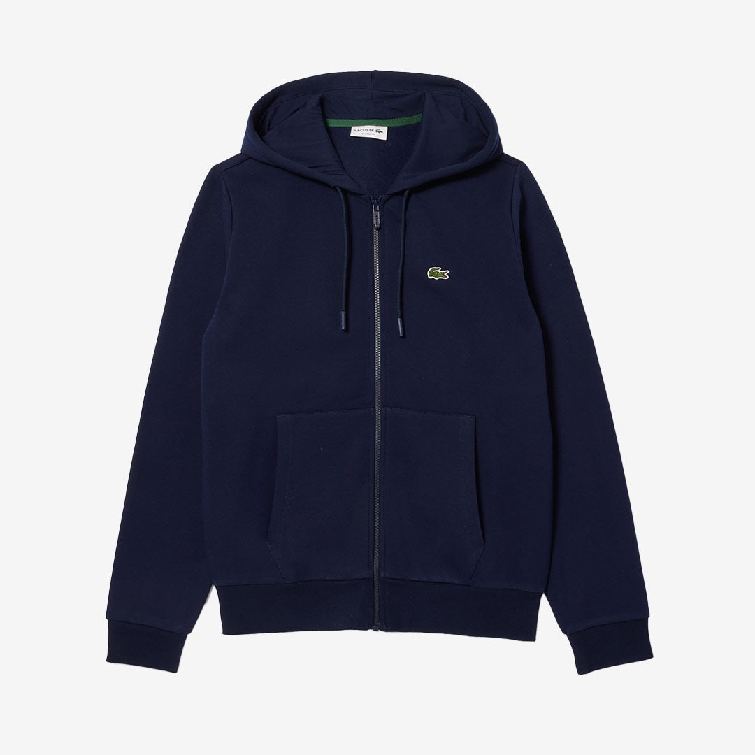 Lacoste SH9626-00 luvtröja navy herr med luva och ribbade kanter