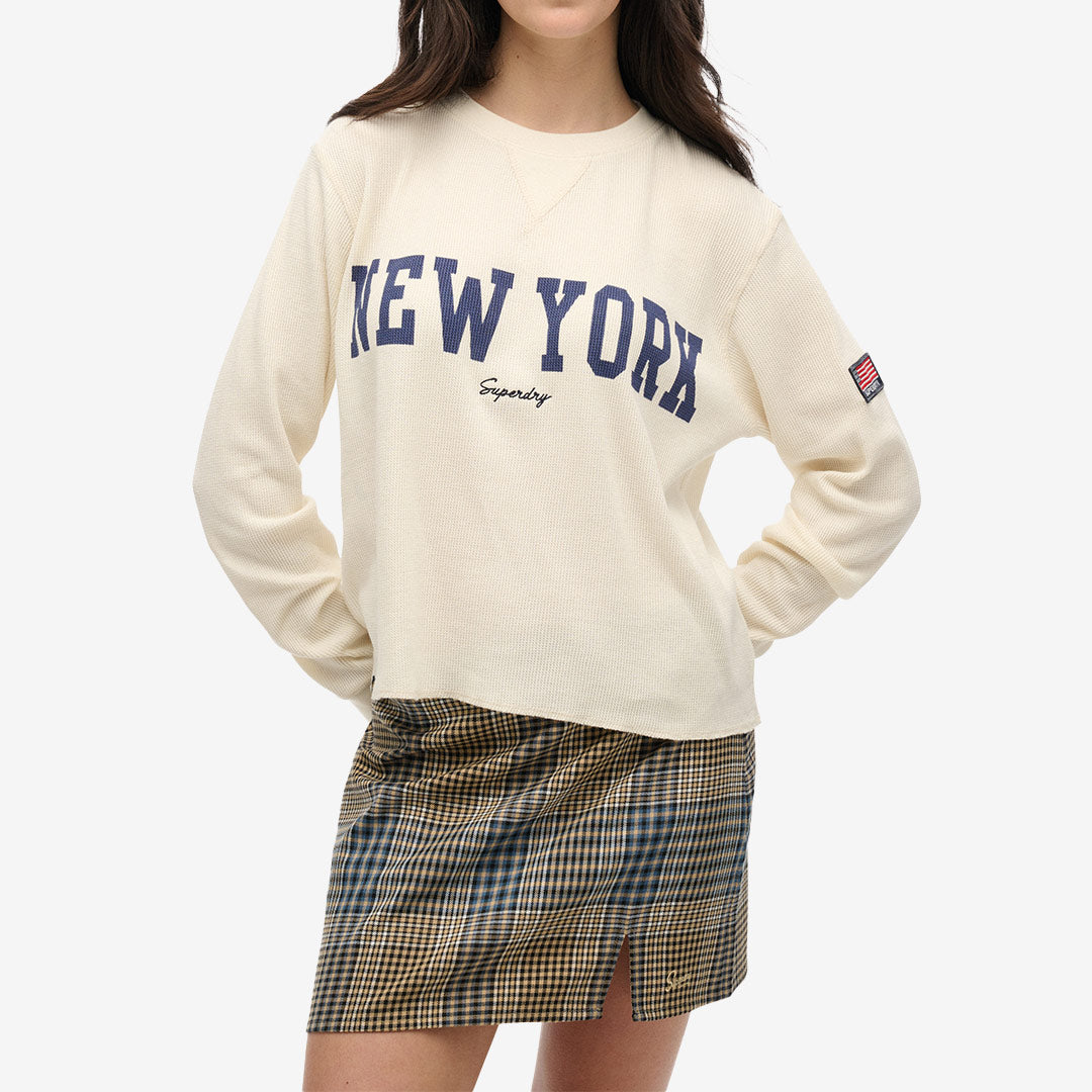 Superdry Athletic Essential Graphic LS Top – långärmad topp i bomull med grafiskt tryck