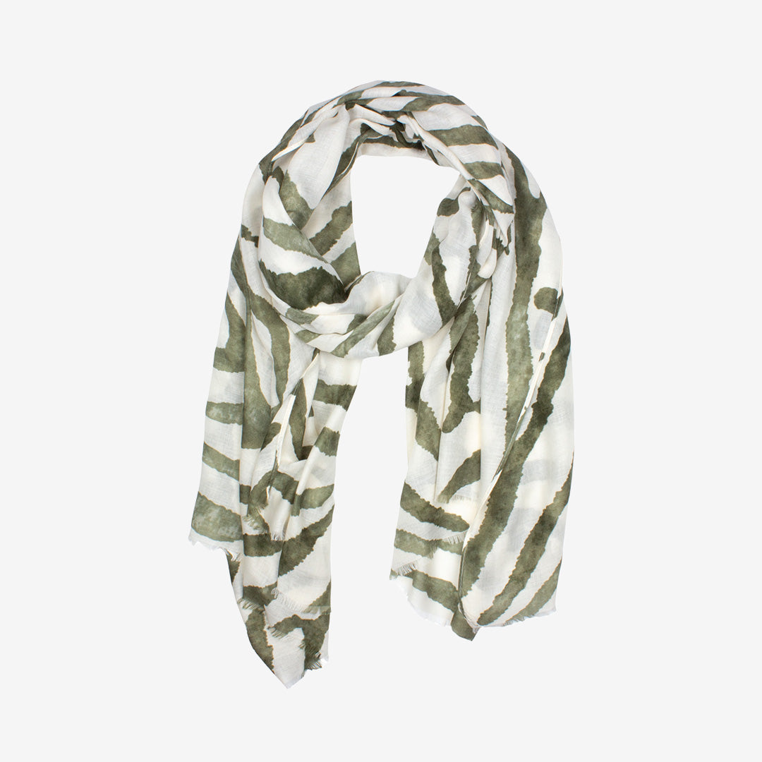 Sandfärgad mönstrad sjal från 7East i 100% polyester modell Y2763 storlek 180x88 cm