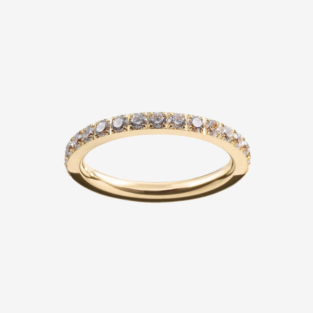 Glow ring i blank guld med klara stenar