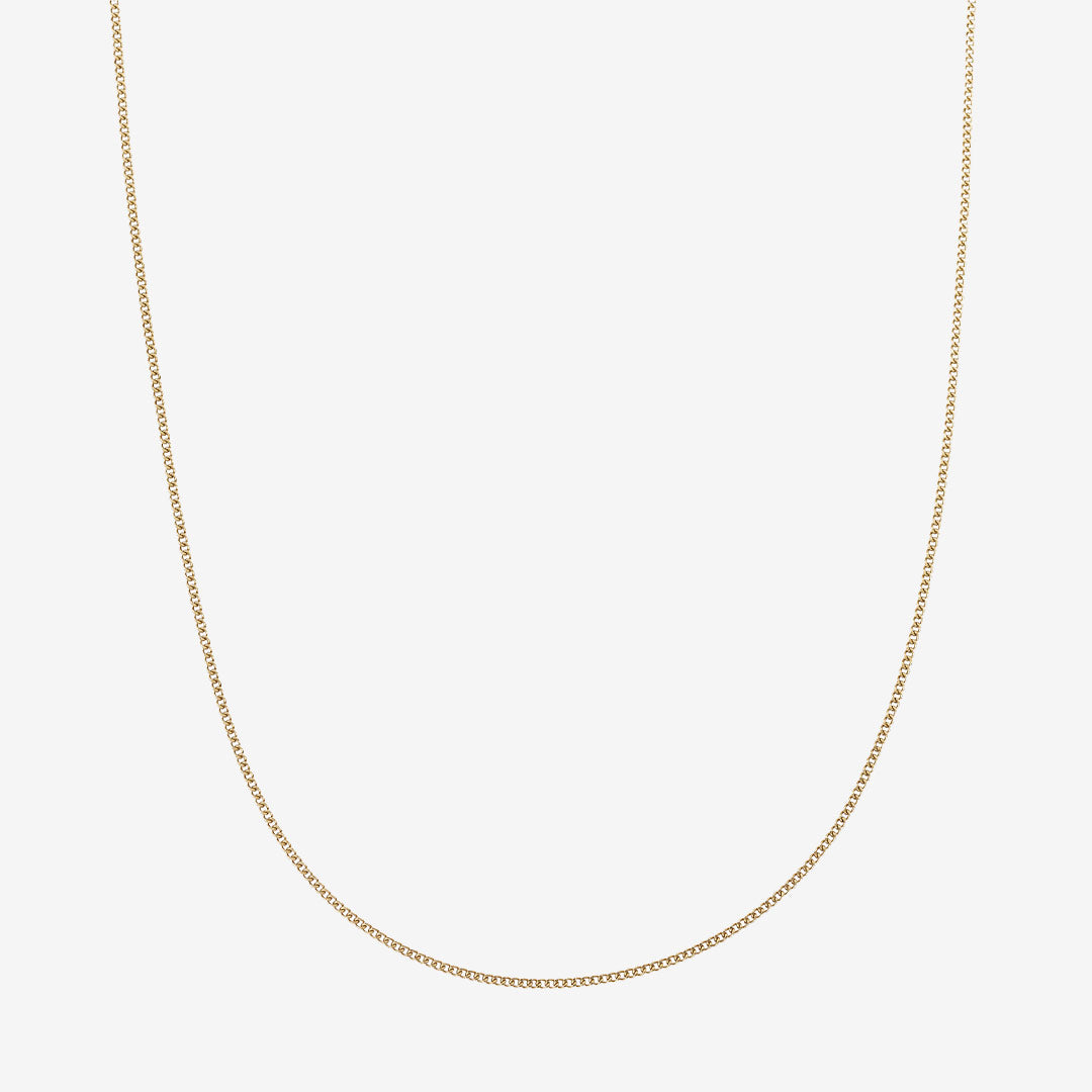 Charmentity chain curb 50 cm i blank 14k guldplätering, berlockkedja