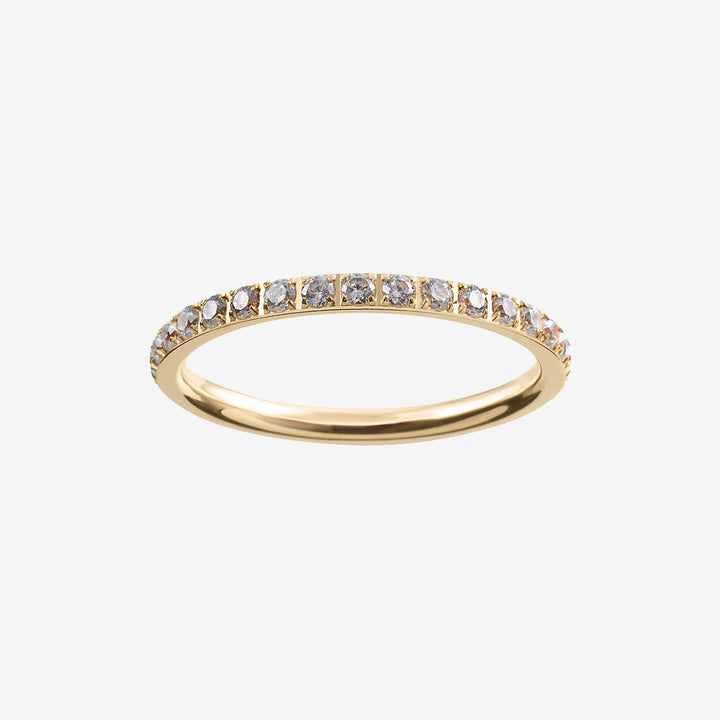 Glow ring mini i blank 14k guldplätering med klara stenar, smal ring