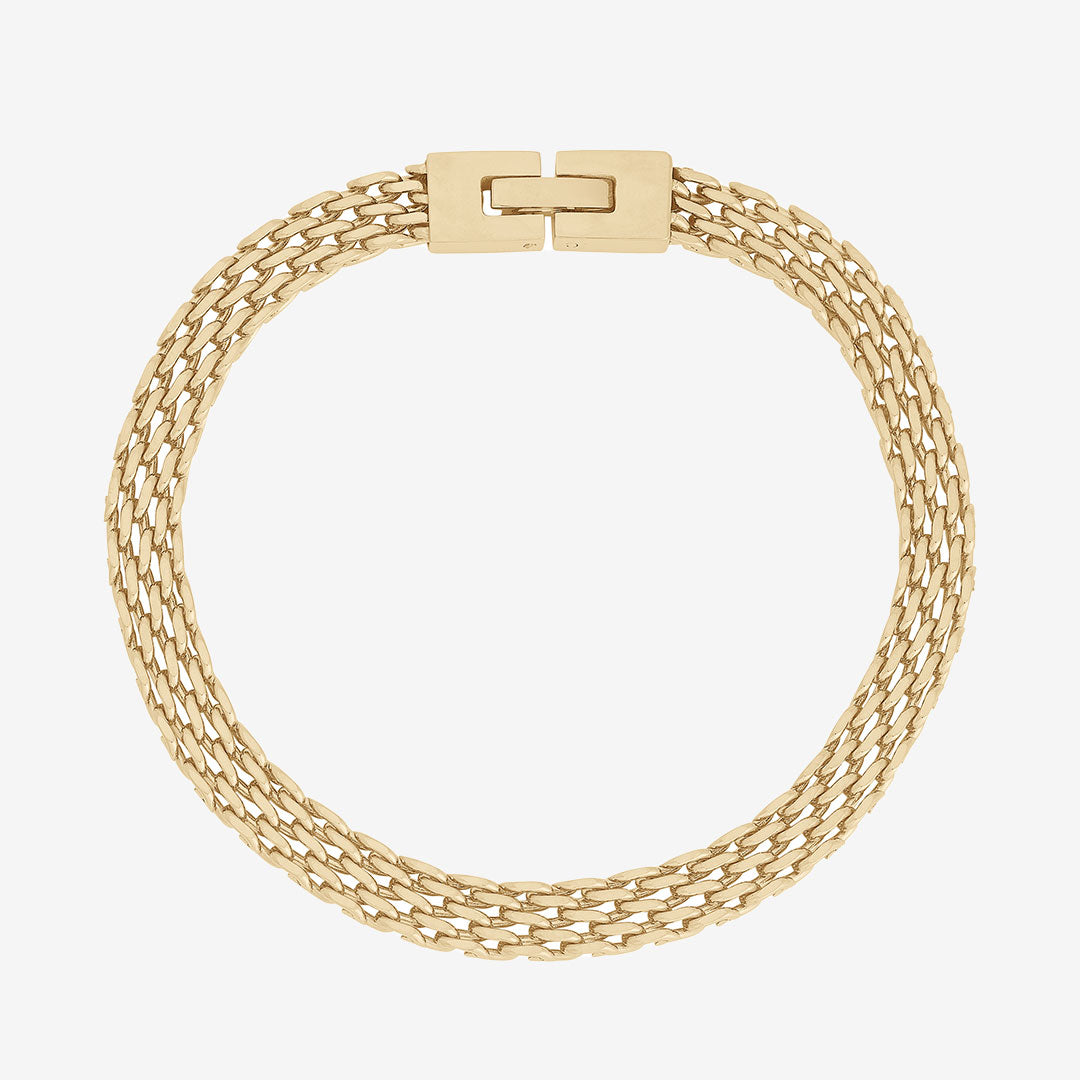 Lana armband i blank 14k guldplätering, smal meshlänk