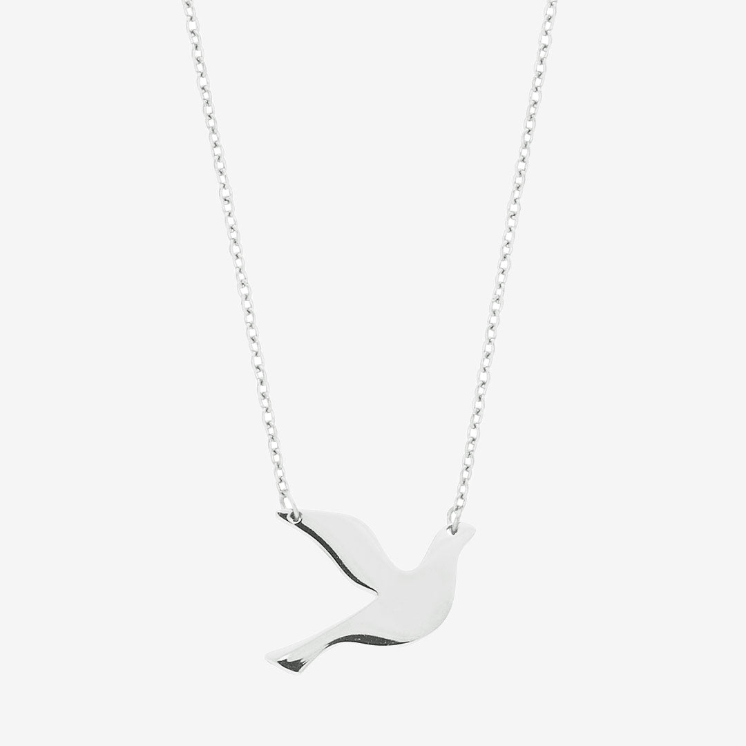 Dove halsband i blankt rostfritt stål med duva och ankarkedja