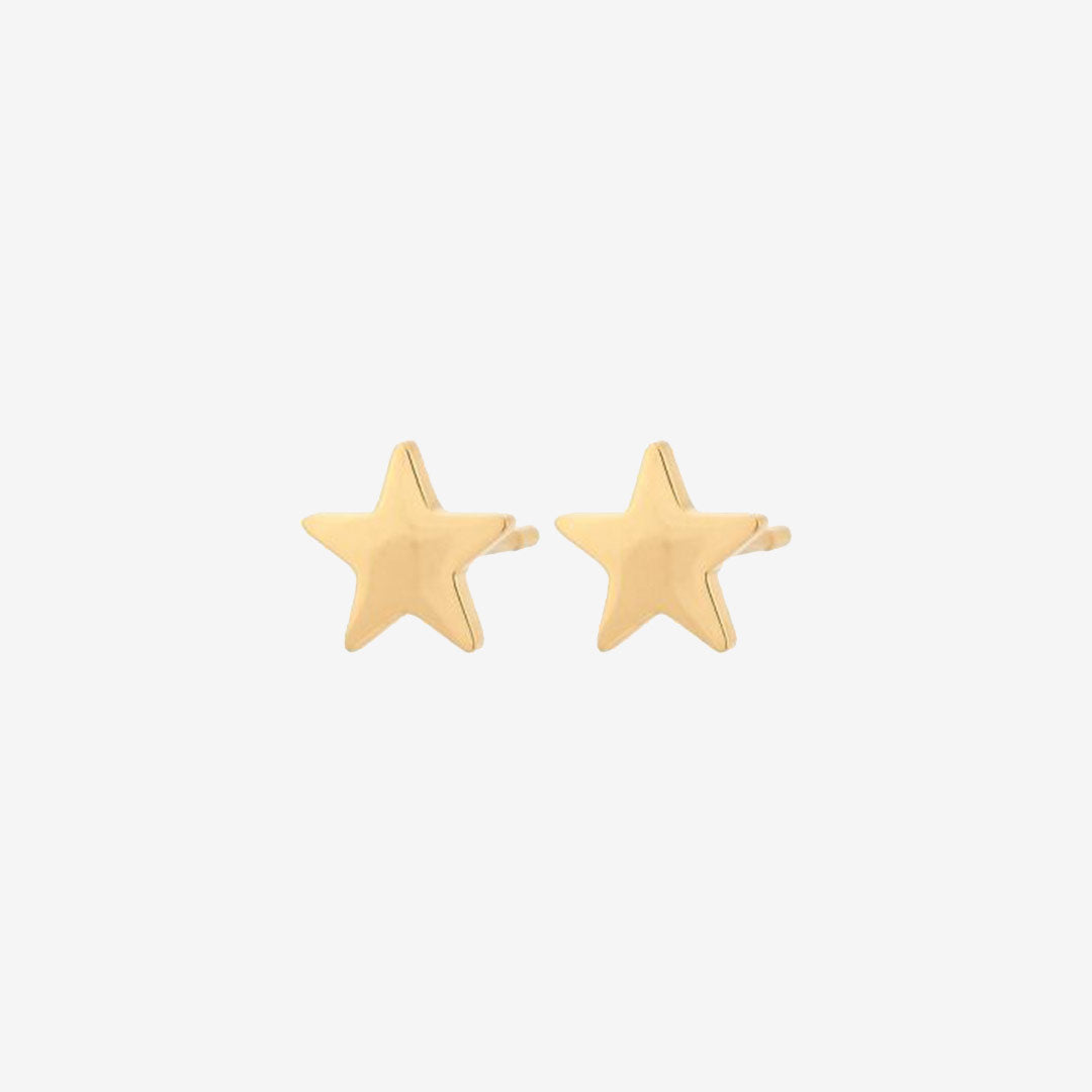 Sirius Studs i blank 14K guldplätering, guldstjärna, diameter 7 mm