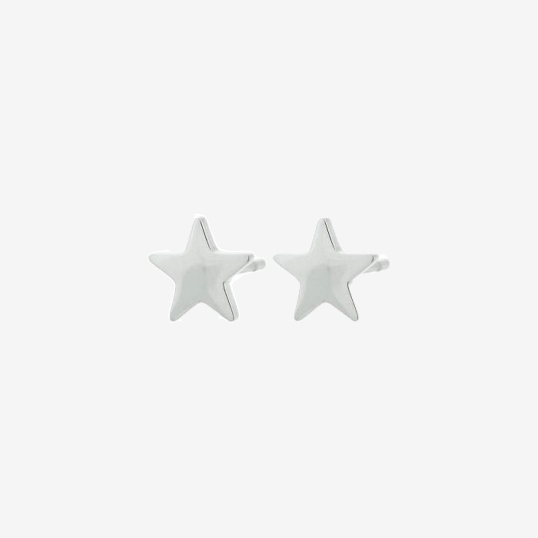 Sirius Studs i blankt rostfritt stål, silverfärgad stjärna, diameter 7 mm