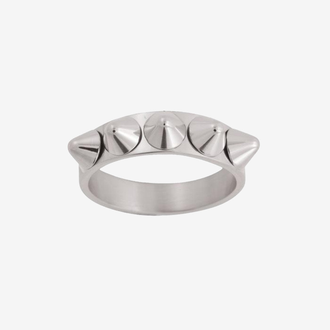 Peak Ring Singel i blankt rostfritt stål, smal modell med nitar, höjd 5 mm, bredd 5 mm
