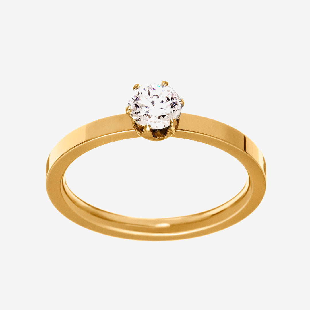 Guldpläterad ring med gnistrande krona – Crown