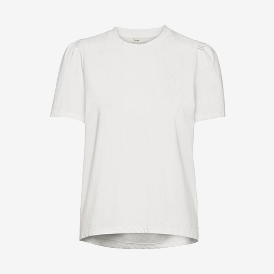 LR-ISOL 1 t-shirt i vit med puffärmar, feminin och modern design