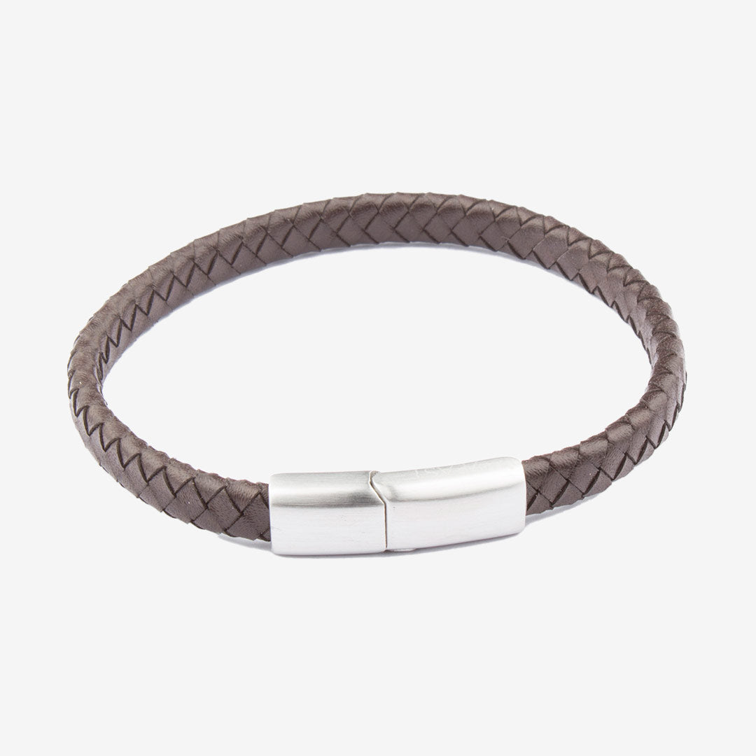 7East M112B flätat läderarmband herr Brun