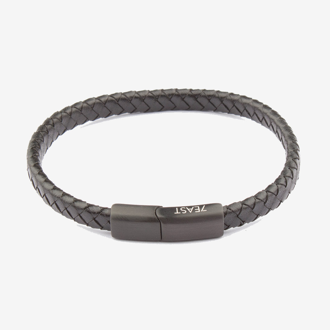 7East M112B flätat läderarmband herr Svart